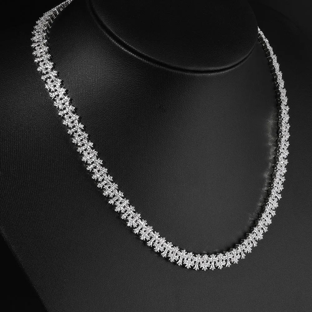 Iced Out Cross Chain Necklace Stainless Steel CZ