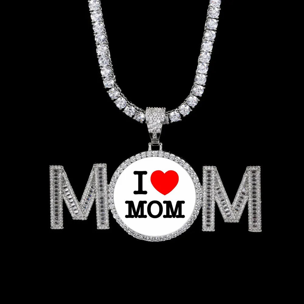 Iced Out Photo Pendant Necklace Memory