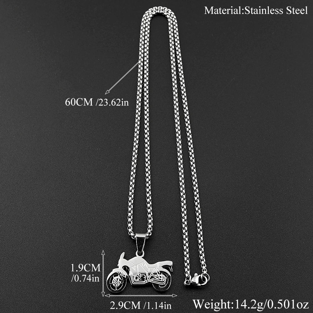 Motorcycle Stainless Steel Pendant Necklace