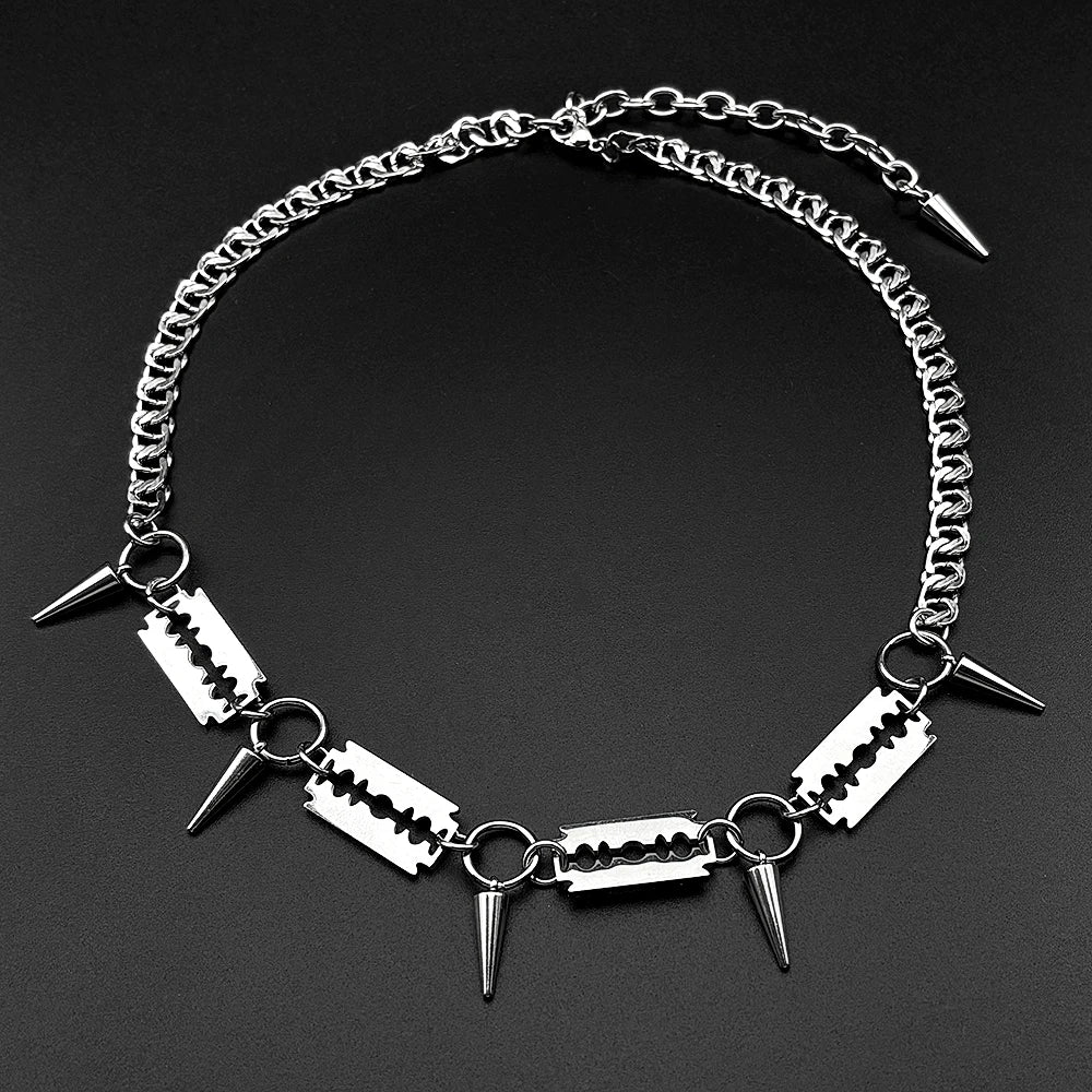 Punk Razor Spike Stainless Steel Pendant Necklace