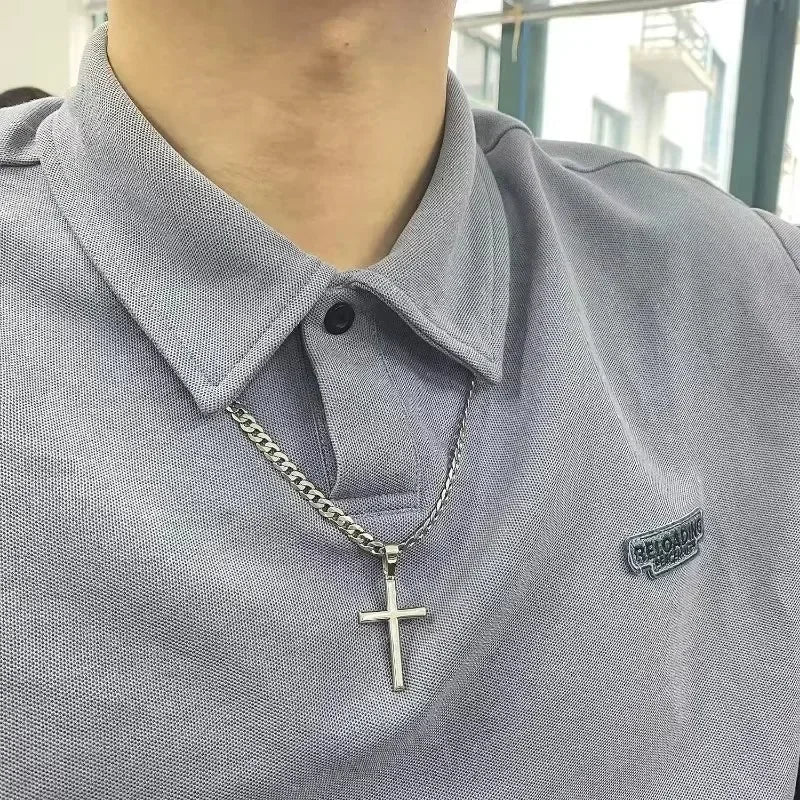 925 Sterling Silver Cross Necklace for Men Women 5mm Stainless Steel Durable Cuban Crucifix Pendant Necklace Jewelry