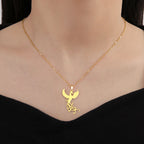 Phoenix Necklace Gift for Woman Men Couple Kid Child Reborn God Bird Supernatural Amulet Pendant Stainless Steel Chain