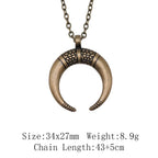 Witch Horn Crescent Moon Pendant — Stainless Steel
