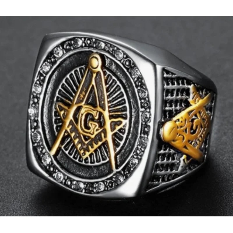 Copper electroplated gold hot-selling Viking ring Stainless SteelAGMasonic Angel Demon's Eye Ring