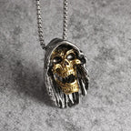 Retro Gothic Golden Cross Skull Pendant Necklace for Men Fashion Party Rock Motorcycle Riding Punk Jewelry Gift