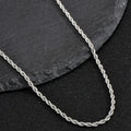 2mm Men Silver Color Twisted Twist Chain Necklace Simple Titanium Steel Choker Fashionable Non-fading Stainless Steel