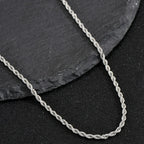 2mm Men Silver Color Twisted Twist Chain Necklace Simple Titanium Steel Choker Fashionable Non-fading Stainless Steel