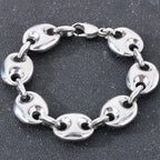 Luxury Gold Color Man Bracelets for Men 316L Stainless Steel 19MM Width Coffee Bean Style Chain Men's Bracelets