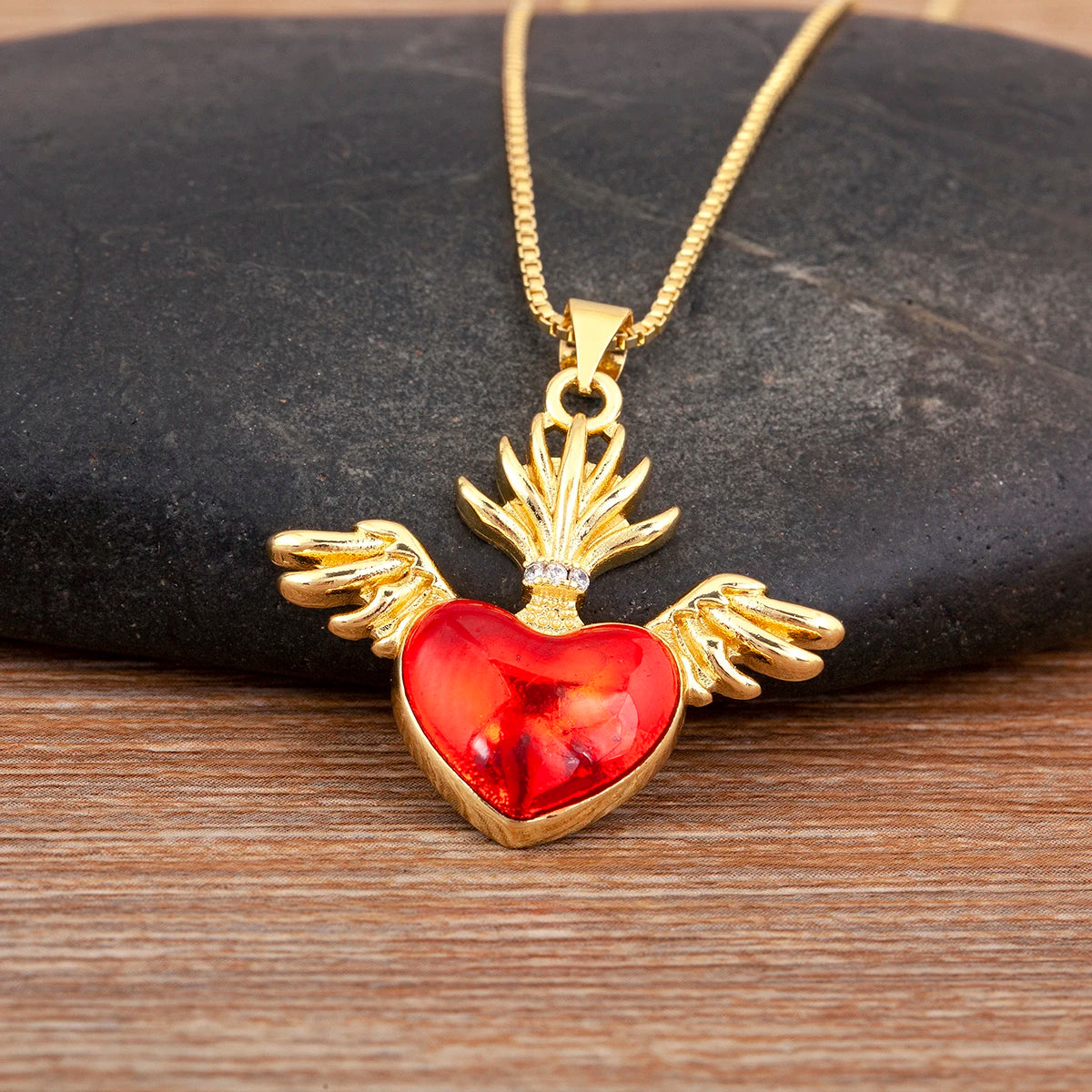 Iced Out Sacred Heart Pendant Necklace