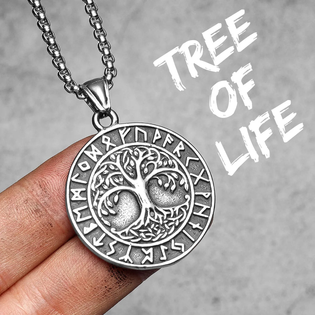 Viking Tree of Life Pendant Necklace — Stainless Steel