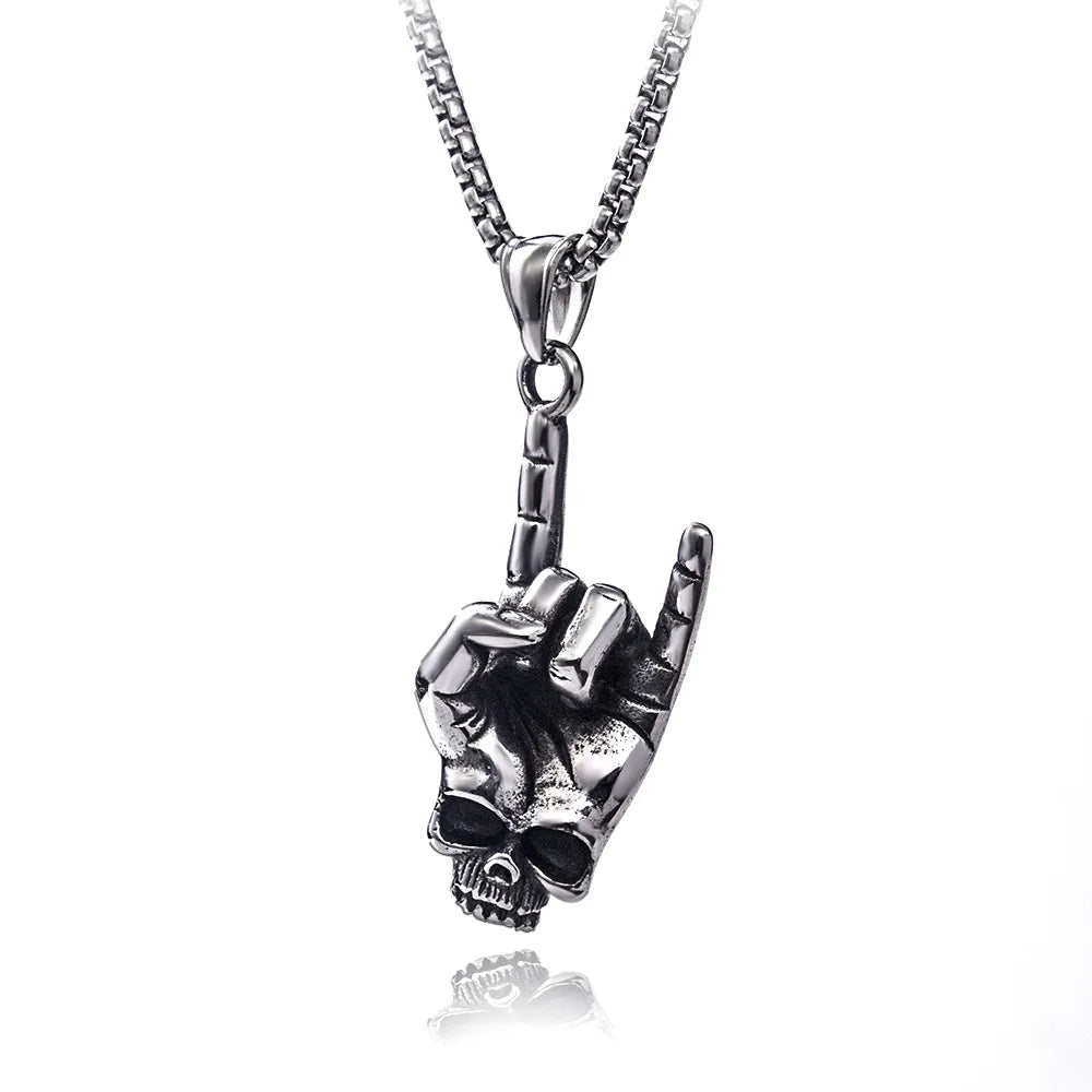 Steel Pendant European American Retro Rock Skeleton