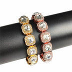 Iced Out 1 Row Square Cubic Zirconia Tennis Chain Bracelet
