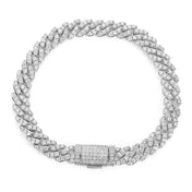Row Iced Out Cuban Chain Necklace Stainless Steel 8MM