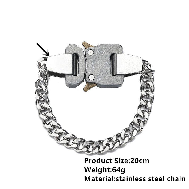 HANGZHI 2021 NEW Hip Hop Punk Titanium Steel Street Men and Women Letters Metal Safety Buckle Necklace Fashion Jewelry