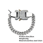 HANGZHI 2021 NEW Hip Hop Punk Titanium Steel Street Men and Women Letters Metal Safety Buckle Necklace Fashion Jewelry