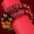 Good Luck FengShui Geomancy Man Bracelet PiXiu God of Wealth Fortune Men's Bracelets 12/14MM Cinnabar Beads Accessories