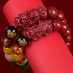 Good Luck FengShui Geomancy Man Bracelet PiXiu God of Wealth Fortune Men's Bracelets 12/14MM Cinnabar Beads Accessories