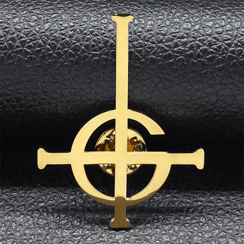 Cross Ghost Steel Pendant Band Brooch Ghoul Nameless