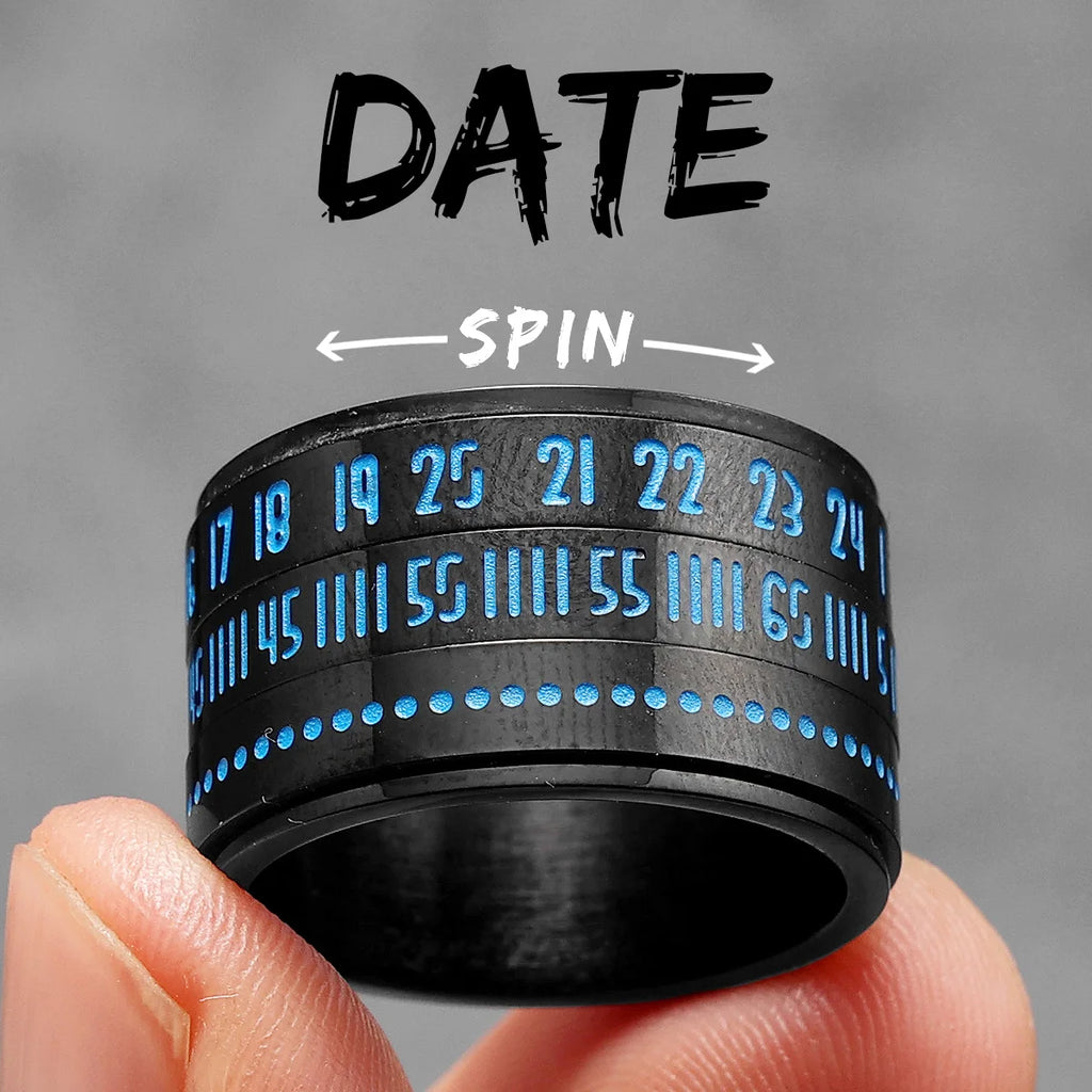Date Spinner Ring — Stainless Steel