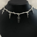 Goth Dropping Oil Bloody Coffin Pendant Choker Necklace Punk Hip Hop Jewelry Y2K Vampire Little Thorns Chain Choker Gift