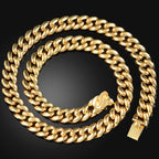 14 MM Prong Cuban Link Chain Necklace For Men Hip Hop Iced Out Bling Luxury Full Rhinestone Paved Necklace Rapper