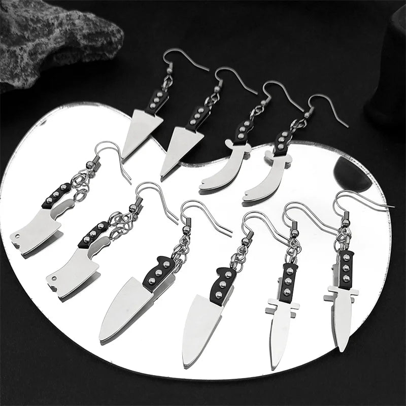 Sword Steel Earrings Gothic Cute Knife Funny Halloween