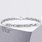 4mm Boys Byzantine Bracelets,Creative Splicing Link Chain Wristband for Men, Cool Stainless Steel Jewelry Gift