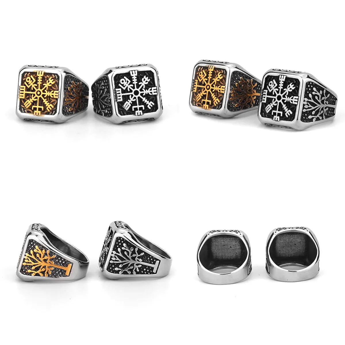 Viking Helm of Awe Tree of Life Ring — Stainless Steel