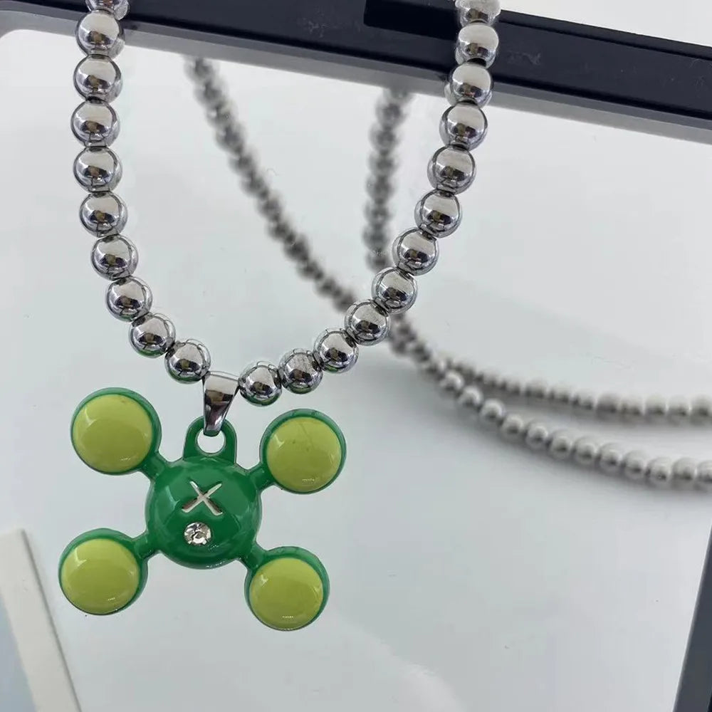 Quad Ball Pendant Hip Hop Style Stainless Steel Jewelry Men's and Women's Fashion Personality Necklace Collection Wholesale