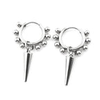 Spike Cone Drop Earrings Beaded Hoop Gothic — Stainless Steel
