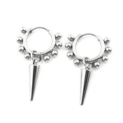 Spike Cone Drop Earrings Beaded Hoop Gothic — Stainless Steel