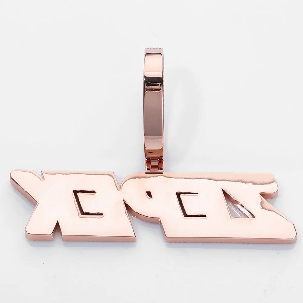 Rose Gold Baguette Letter Pendant Moissanite