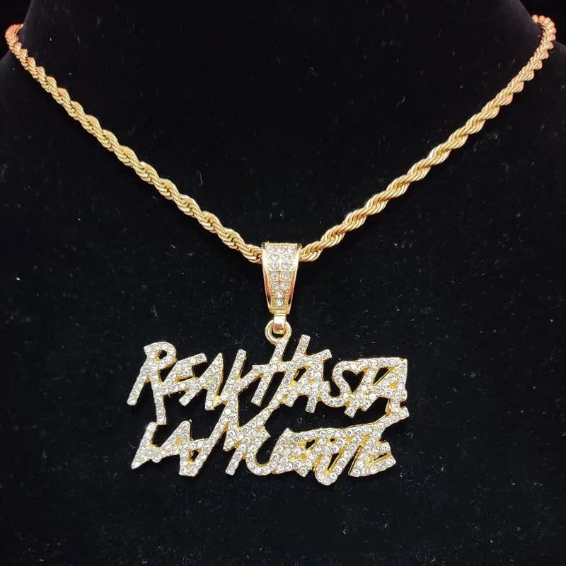 Men Women Hip Hop Letter Pendant Necklace 4mm Tennis chain Iced out Bling Bling Hiphop pendants Necklaces Fashion Charm