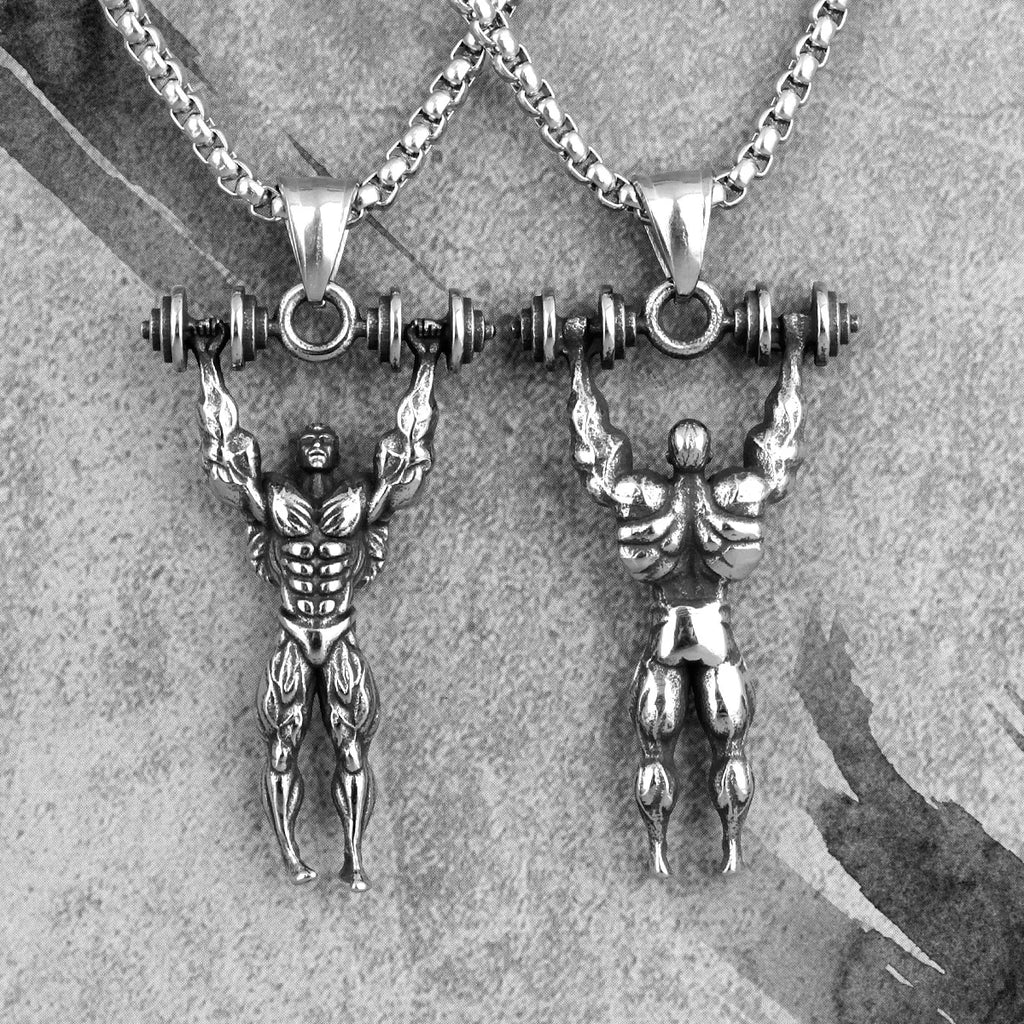 Dumbbell Fitness Pendant Necklace — Stainless Steel