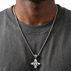 Evil Eye Geometric Pendant Necklace — Stainless Steel