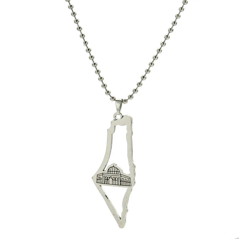 Palestine Map Pendant Necklace — Stainless Steel