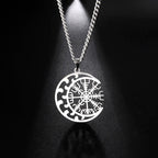 Odin's Runes Vegvisir Compass Pendant — Stainless Steel