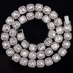 Iced Out Cuban Link Chain For Men Bling Square Tennis Chain Diamond Cuban Chain Hiphop Necklace Jewelry