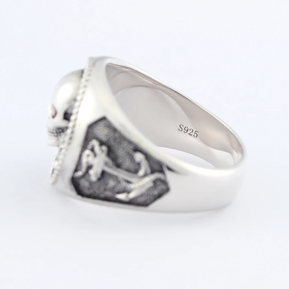 Skull Pirate Anchor Ring — 925 Silver