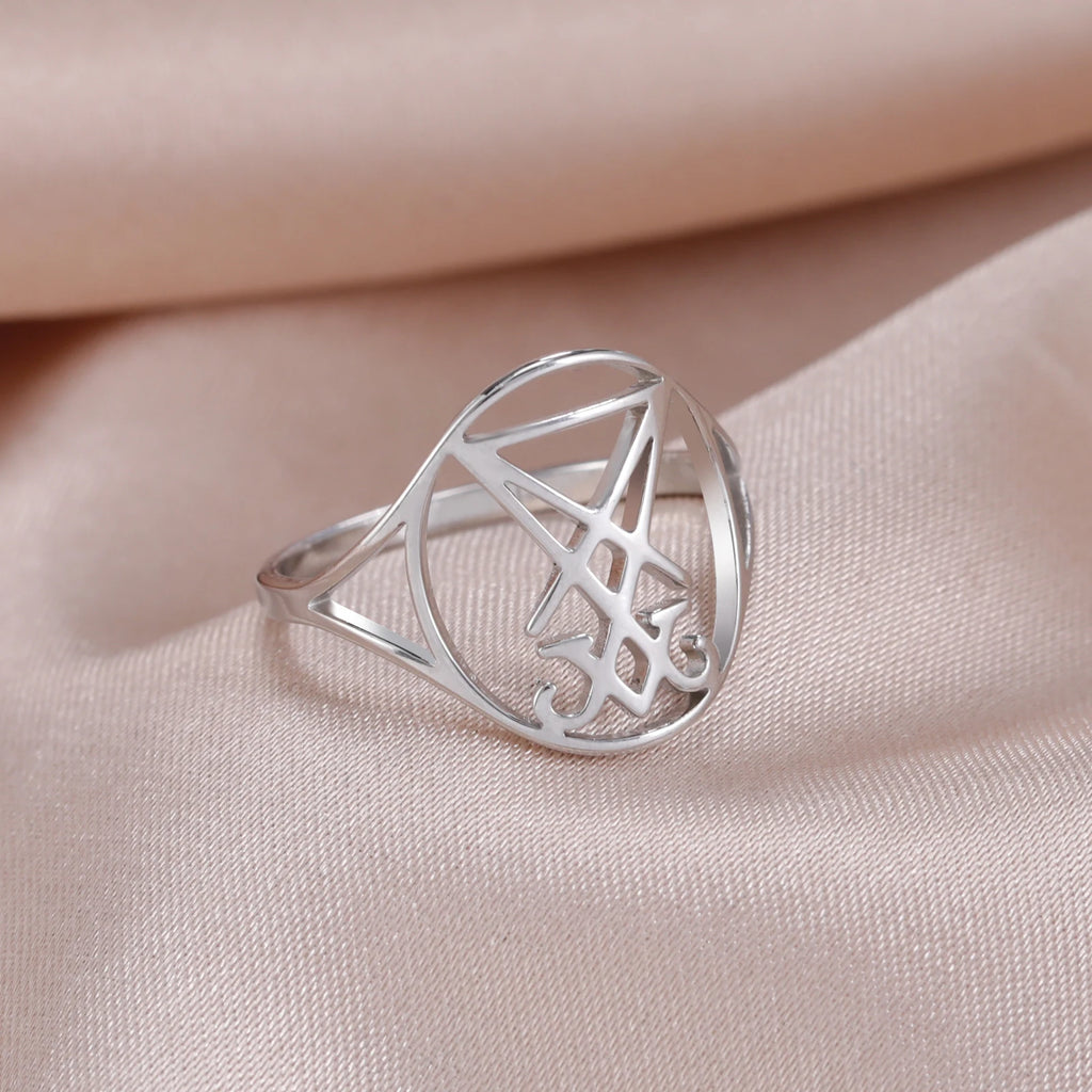 Sigil of Lucifer Amulet Ring — Stainless Steel