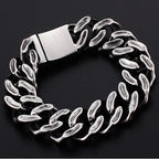 Personalized Skull Bracelet Men‘s Punk Chunky Stainless Steel Accessories Polished Gold Color Cuban Chain Trendy Jewelry