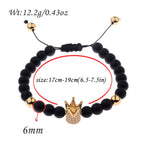 DOUVEI 6mm Pave Zircon Crown Weaving Bracelet Charm Men Black Matte Bracelets For Women Dropshipping ABL007