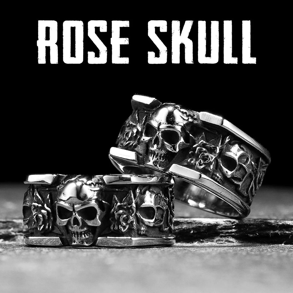 Rose Skull Ring — Stainless Steel