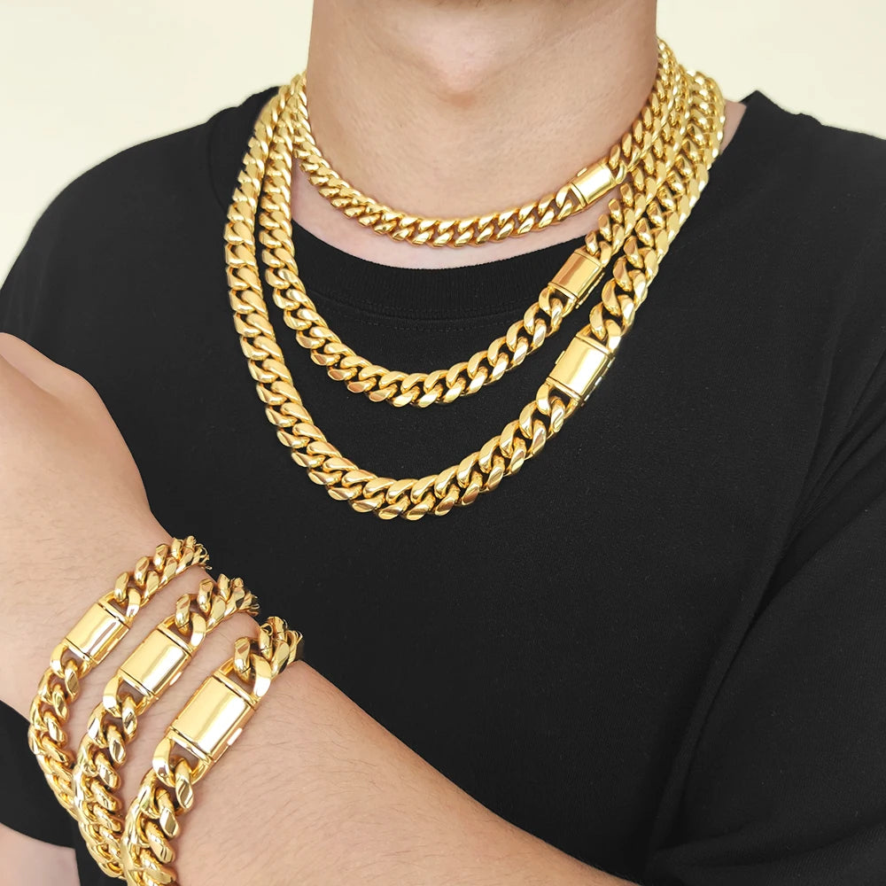 Stainless Steel Cuban Chain Necklace Miami 8-14MM