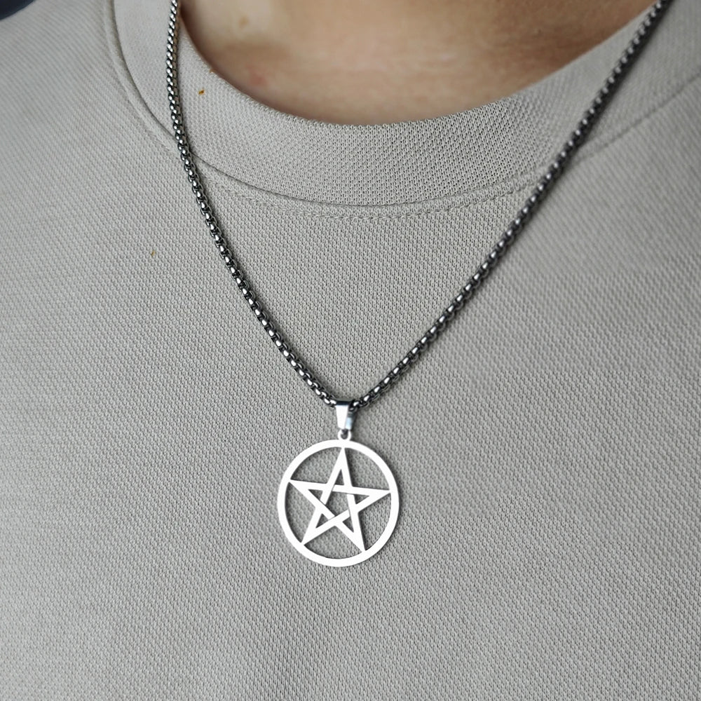 Jewish Star of David Box Chain Necklace — Stainless Steel