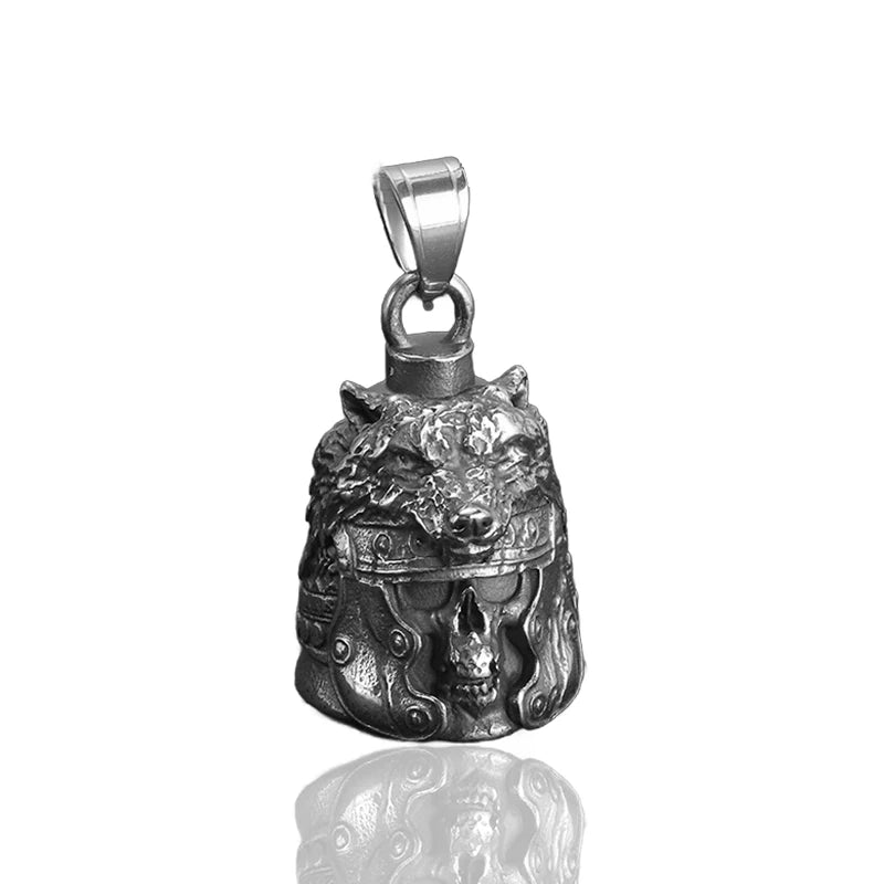 Vintage Design Viking Warrior Bell Pendant Motorcycle Wind Nordic Odin Guardian Bell Necklace Gift Jewelry Accessories