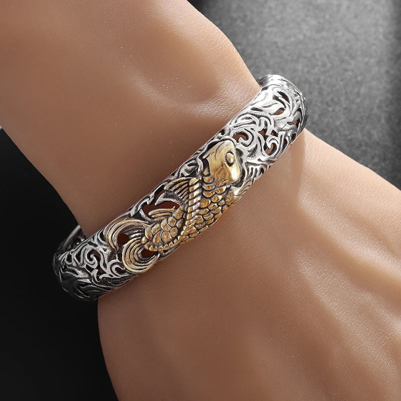 Men\'s Personalized Retro Ethnic Animal Pixiu Bangles Men Women Cuff Bracelets Casual Jewelry Gifts