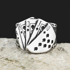 Poker Card Steel Ring Vintage Biker Playing Finger