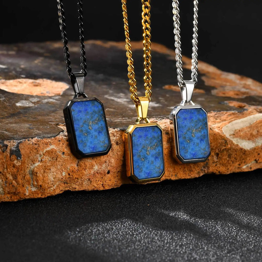 Lapis Lazuli Stone Pendant — Stainless