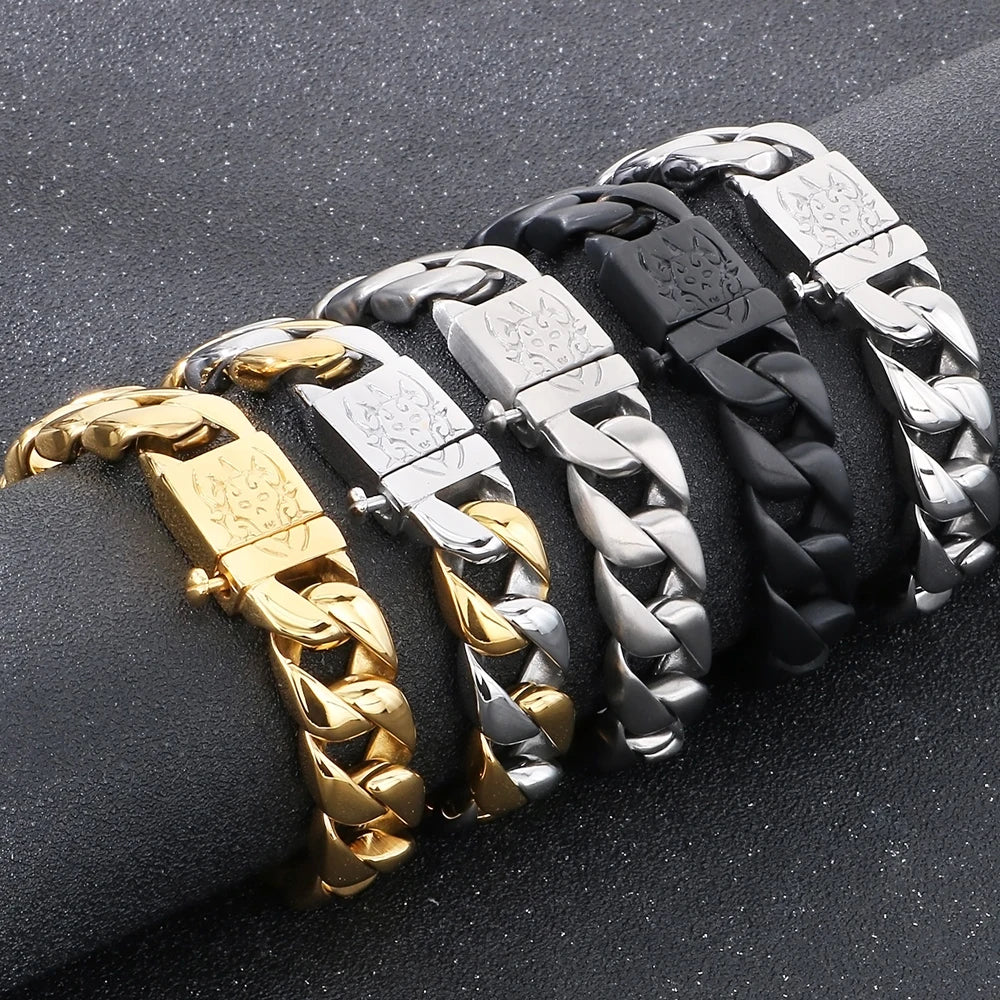Men's Bracelets Bangles Factory Gold Color Sheep Head Bracelet For Man 316L Stainless Steel On Hand Chain Bands Hiphop